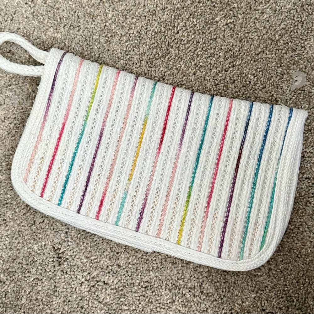Vintage Colorful Striped Women's Straw Clutch